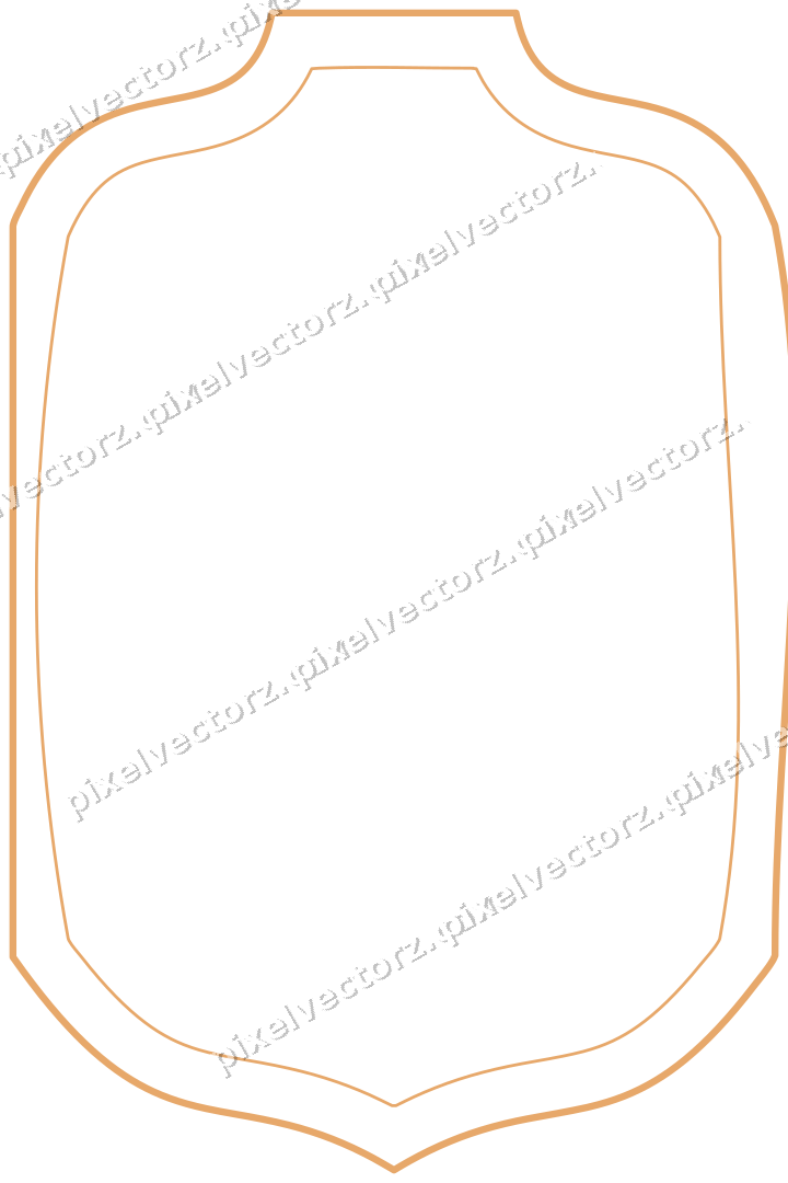 Decorative line art frame in red and orange with label plaque