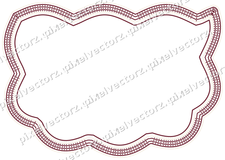 Decorative line art frame in dark pink and red with shield