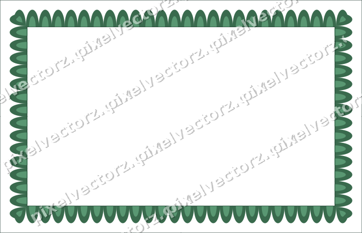 Decorative picture frame border in dark green and red with scale band