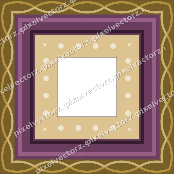 Decorative picture frame border in dark magenta and amber with dot row