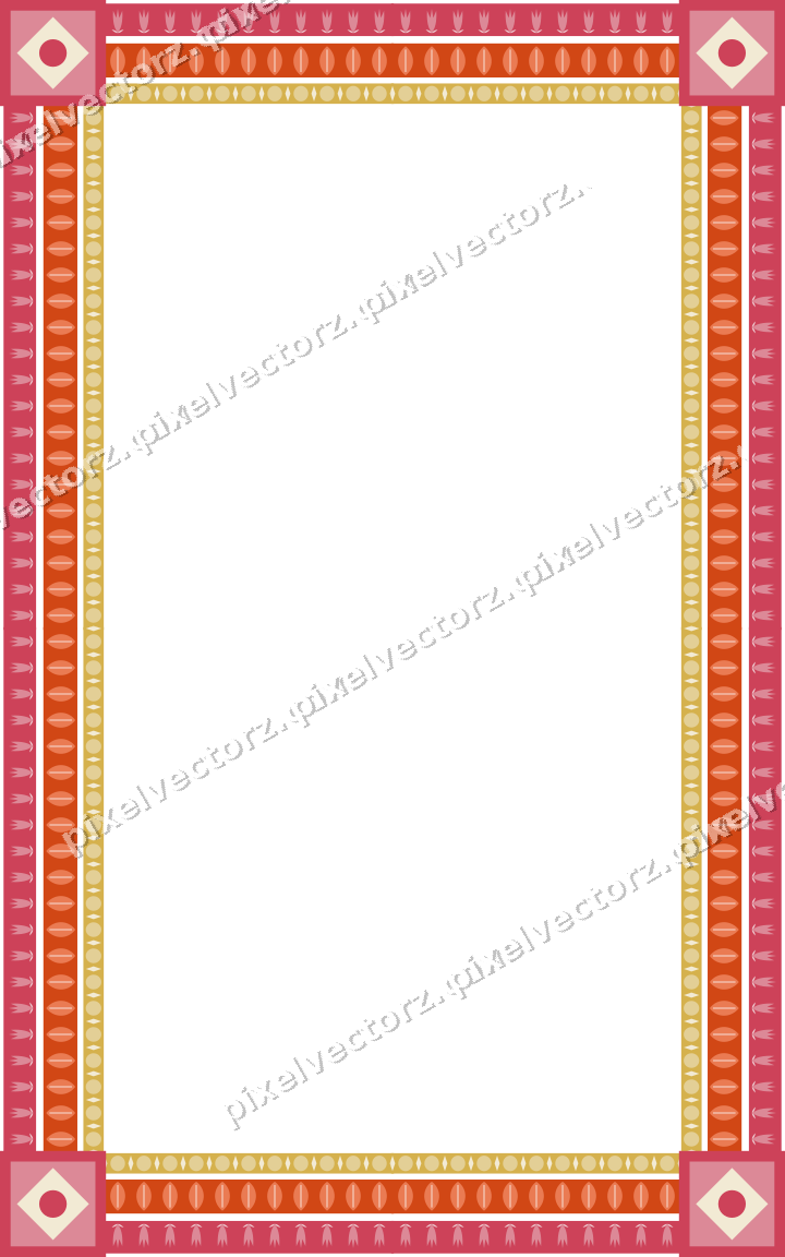 Decorative picture frame border in red and orange with tulip frieze