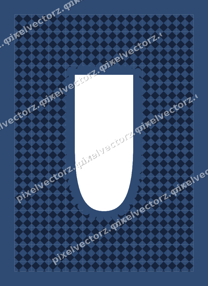 Decorative patterned mat frame in dark blue with harlequin diamonds