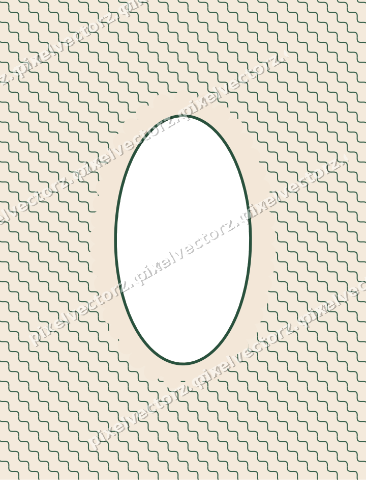 Decorative patterned mat frame in dark green with wavy lines