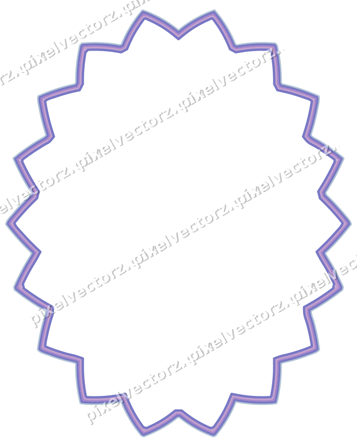 Decorative line art frame in purple and blue with oval and zigzag edge