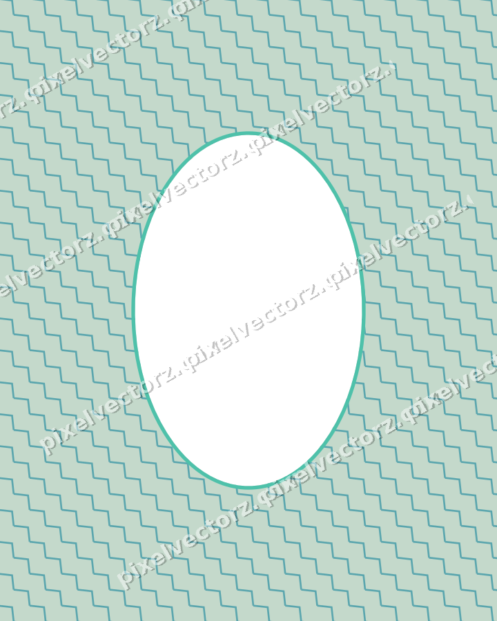 Decorative patterned mat frame in green and teal with zigzag