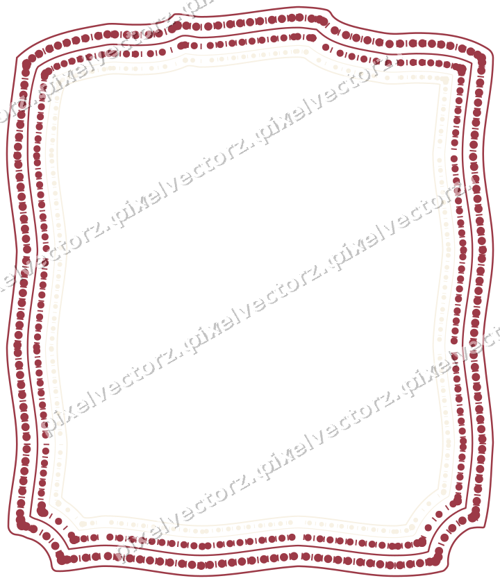 Decorative line art frame in dark pink and red with label plaque