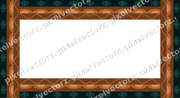 Decorative picture frame border in orange and teal with leaf moulding