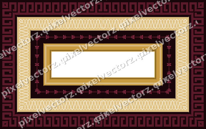 Decorative picture frame border in dark pink and amber with greek key