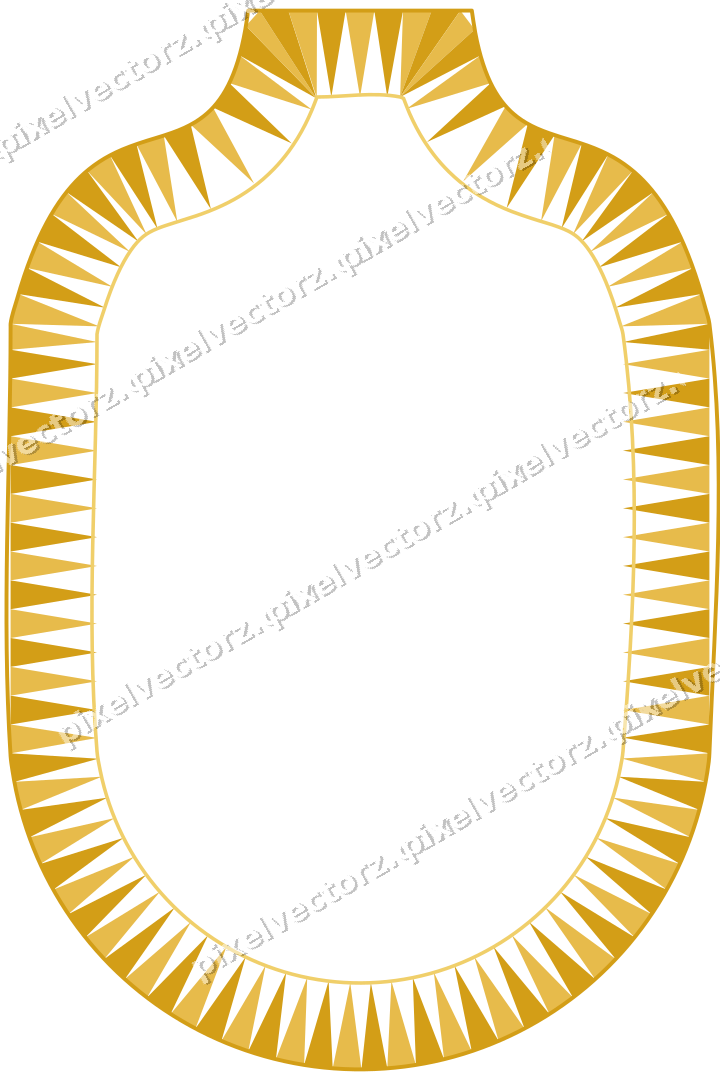 Decorative line art frame in amber and blue with label plaque