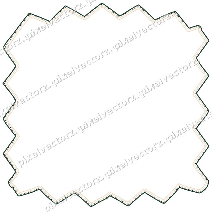 Decorative line art frame in dark green and orange with label plaque
