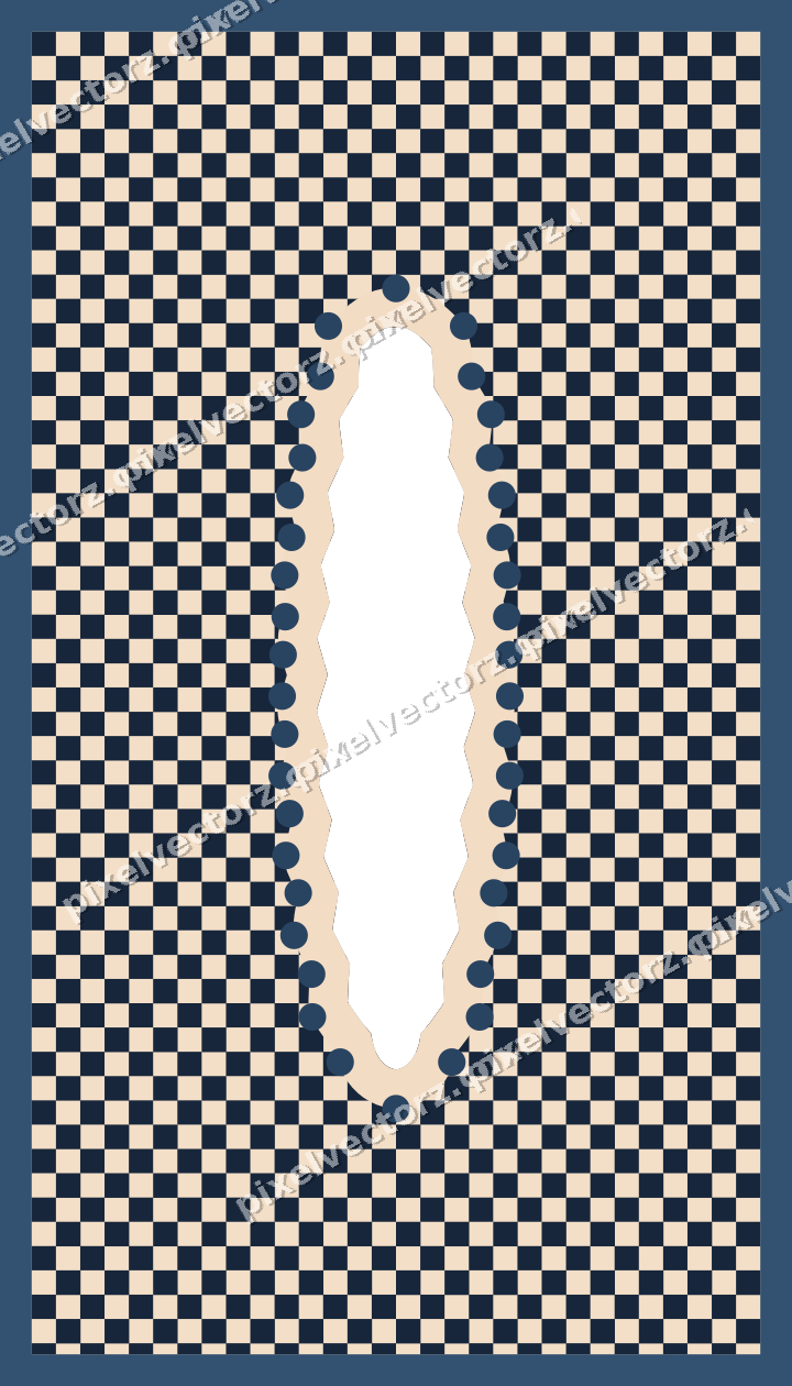Decorative patterned mat frame in dark blue with checkerboard