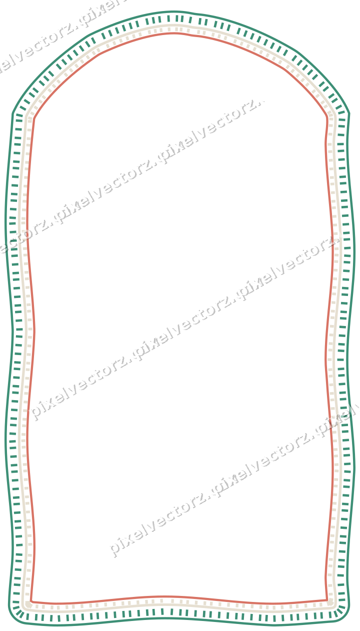 Decorative line art frame in amber and green with label plaque