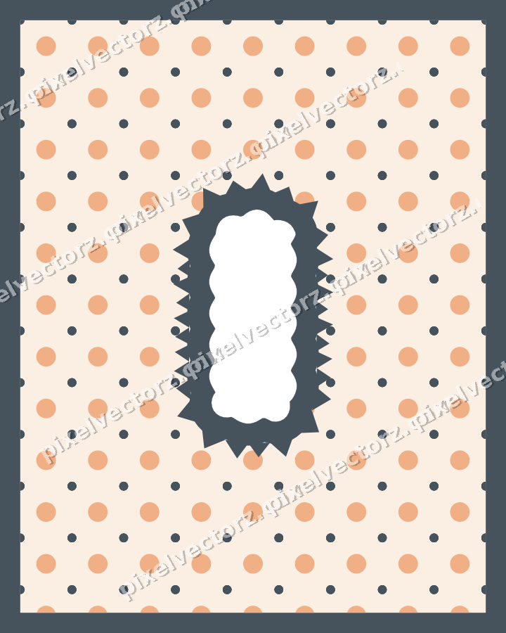 Decorative patterned mat frame in blue and orange with polka dots