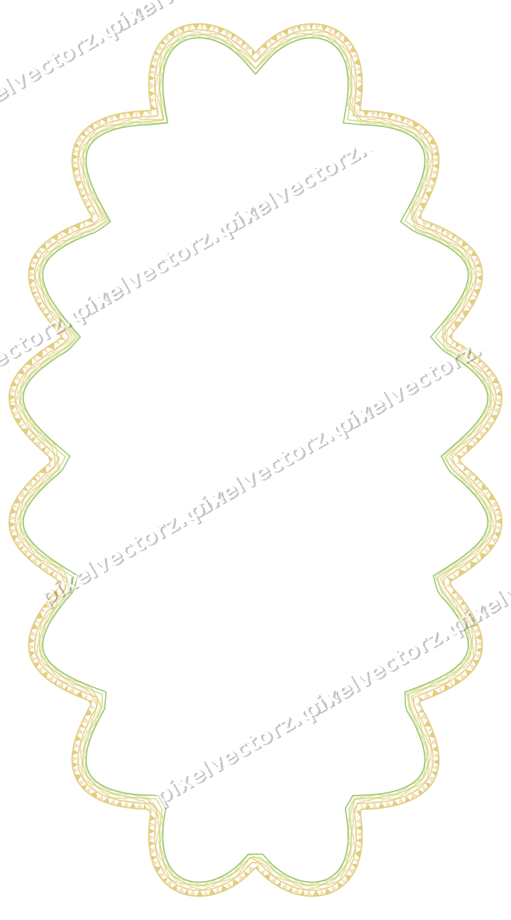 Decorative line art frame in lime and yellow with oval
