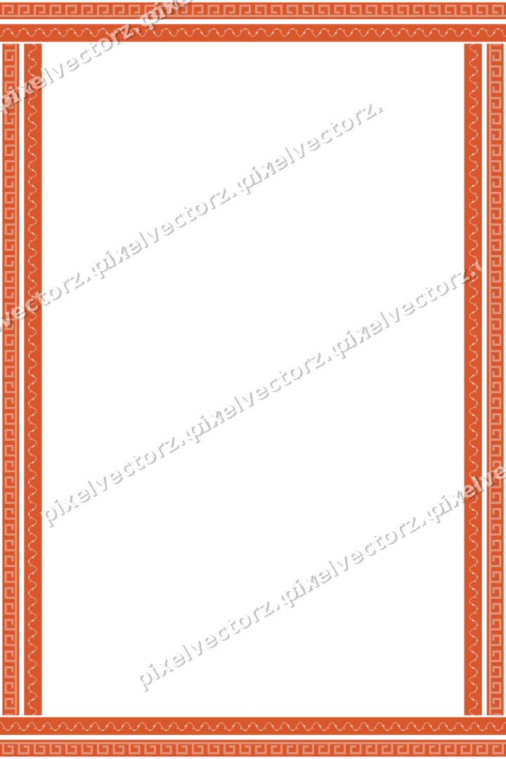 Decorative picture frame border in orange and cyan with greek key
