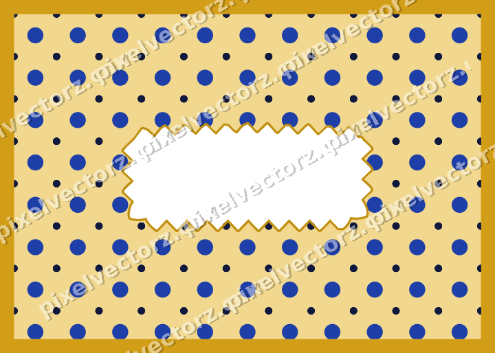 Decorative patterned mat frame in amber and blue with polka dots