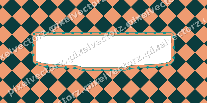 Decorative patterned mat frame in orange and teal with checkerboard