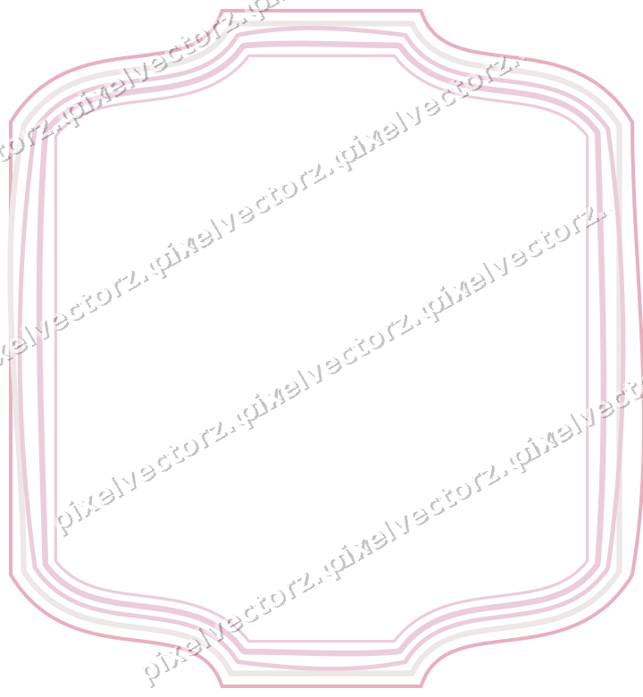 Decorative line art frame in pale pink and pale red with label plaque