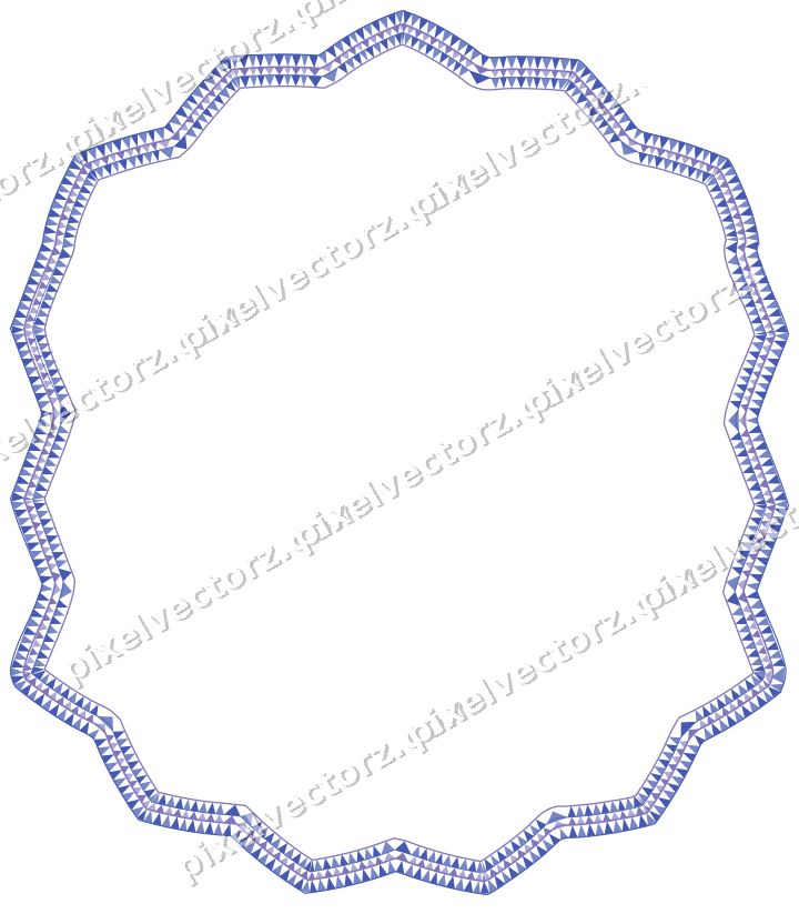 Decorative line art frame in blue and cyan with label plaque