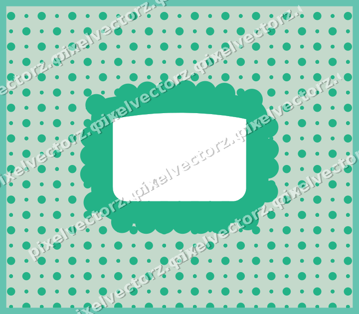 Decorative patterned mat frame in green and teal with polka dots