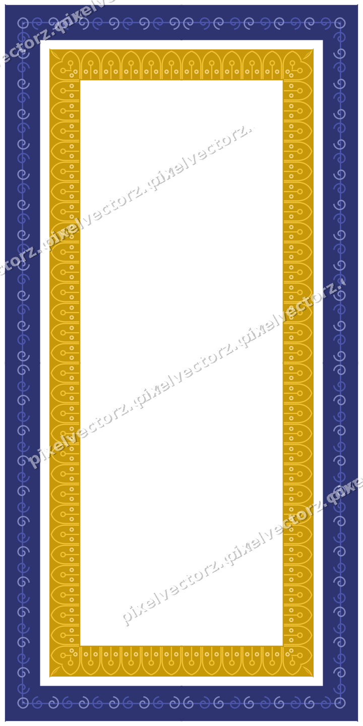 Decorative picture frame border in dark blue with gothic tracery