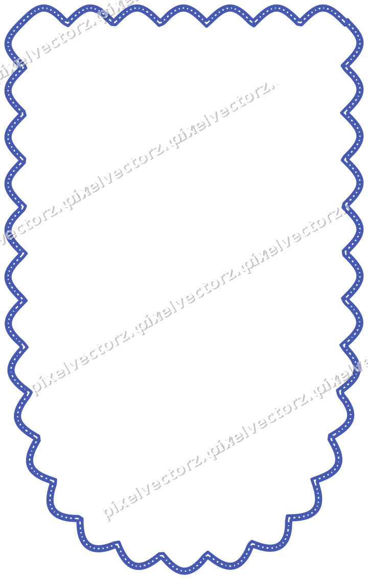 Decorative line art frame in blue and cyan with shield