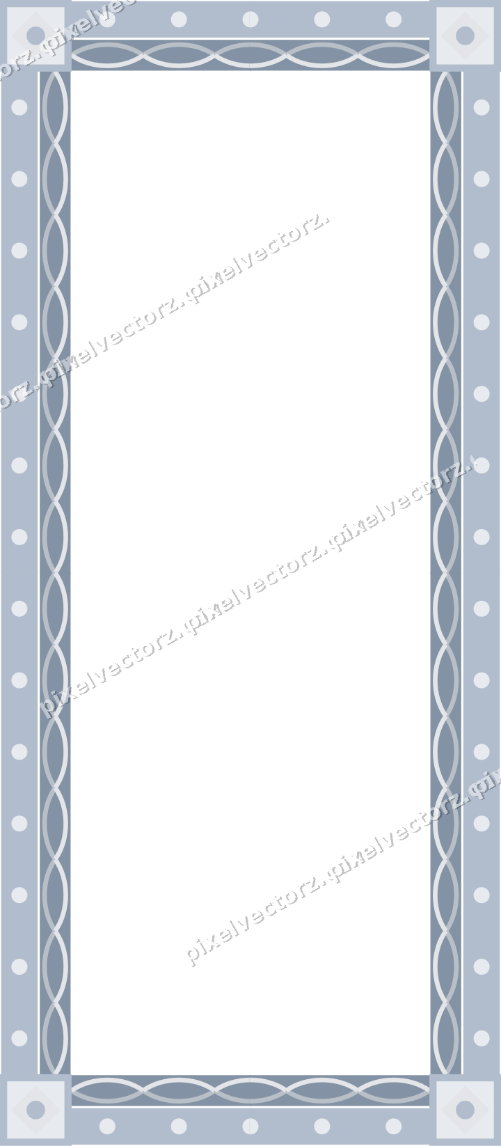 Decorative picture frame border in dark blue and white with dot row