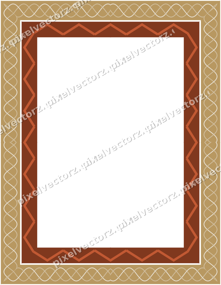Decorative picture frame border in orange with guilloche band