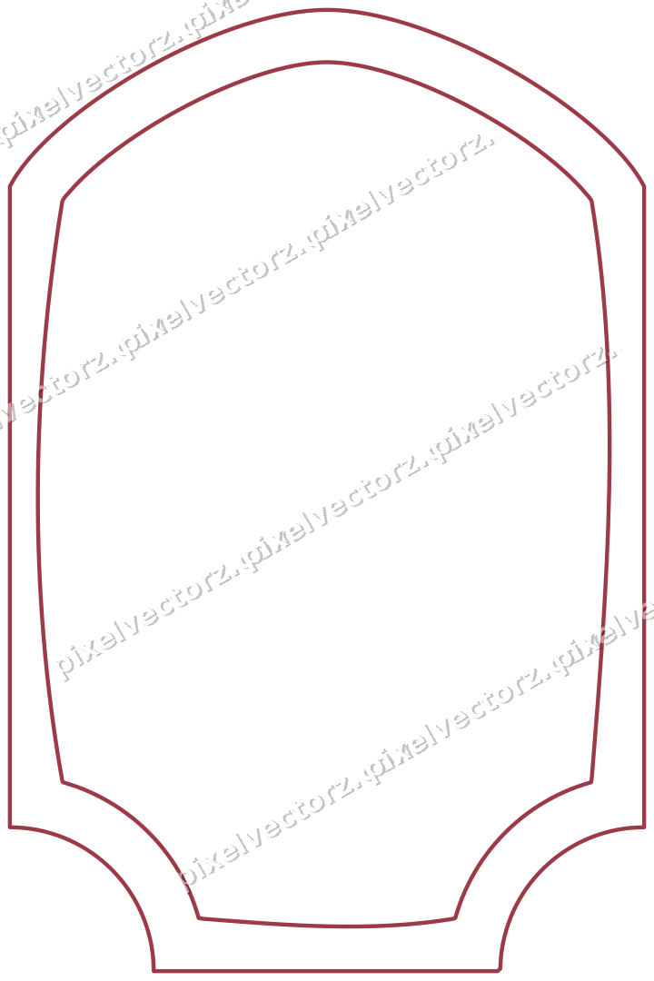 Decorative line art frame in dark pink and red with label plaque