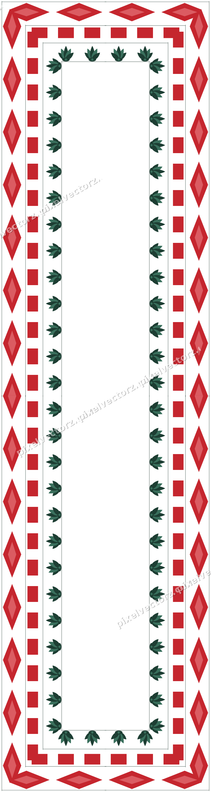 Decorative picture frame border in dark green with diamond band