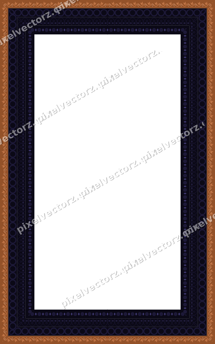 Decorative picture frame border in orange and blue with grape vine