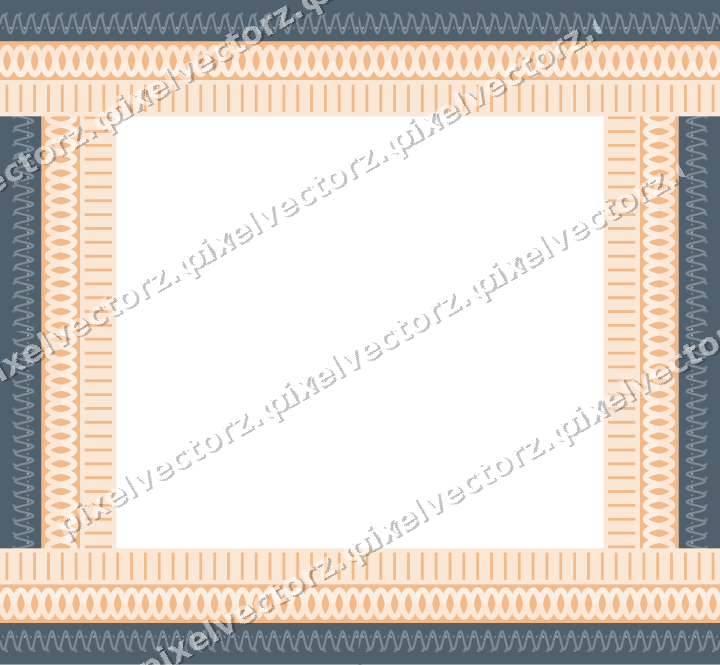Decorative picture frame border in blue and orange with guilloche