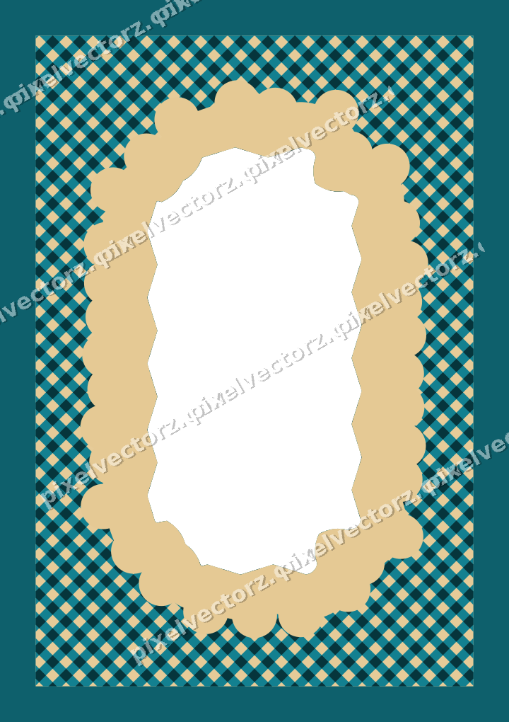 Decorative patterned mat frame in amber with gingham check