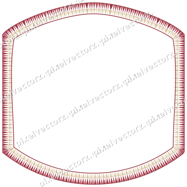 Decorative line art frame in dark pink and red with label plaque