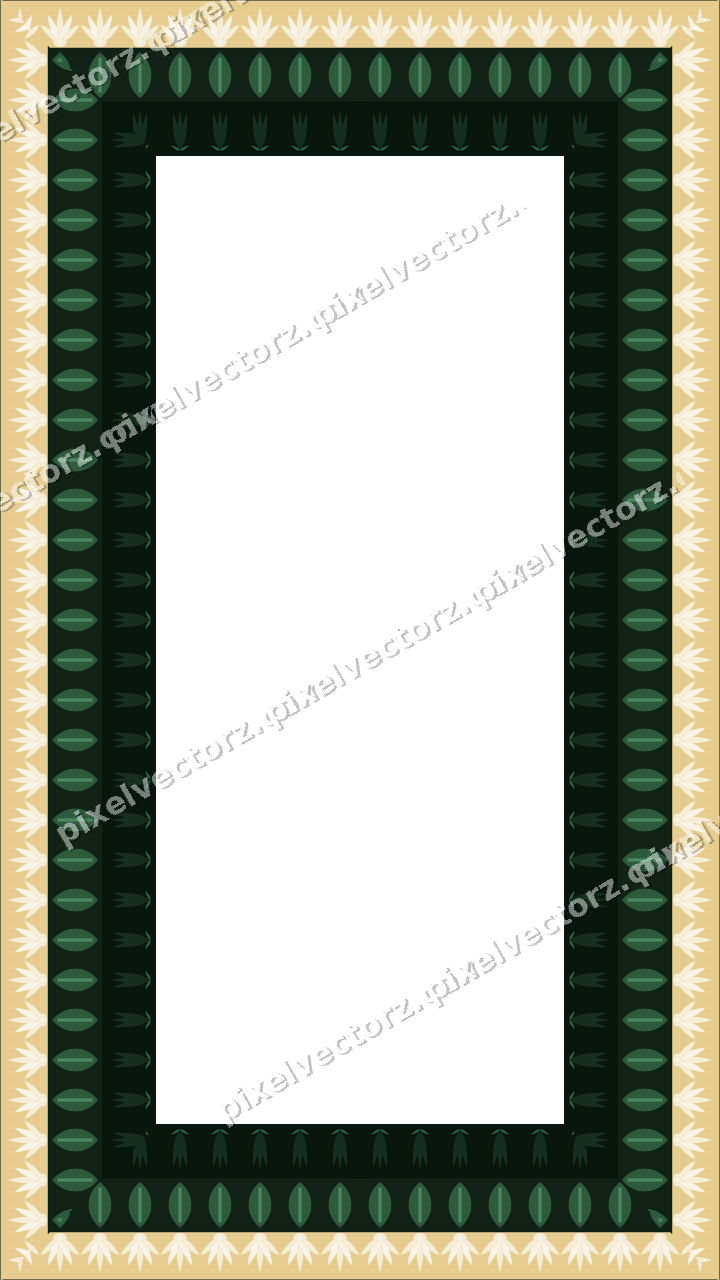 Decorative picture frame border in dark green and amber with palmette