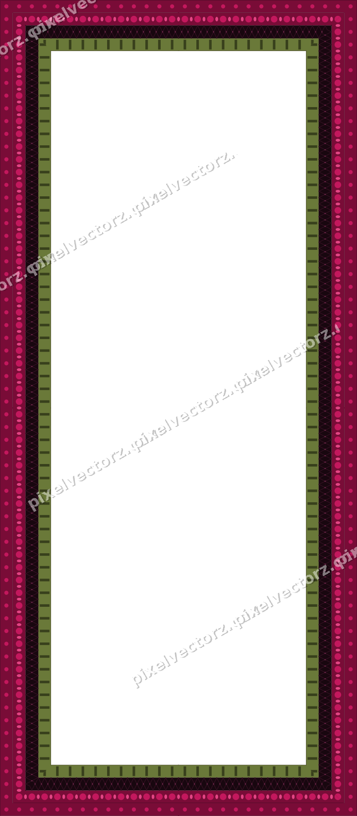 Decorative picture frame border in lime and pink with dot row