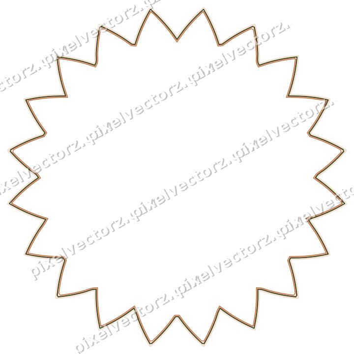 Decorative line art frame in dark green and orange with oval