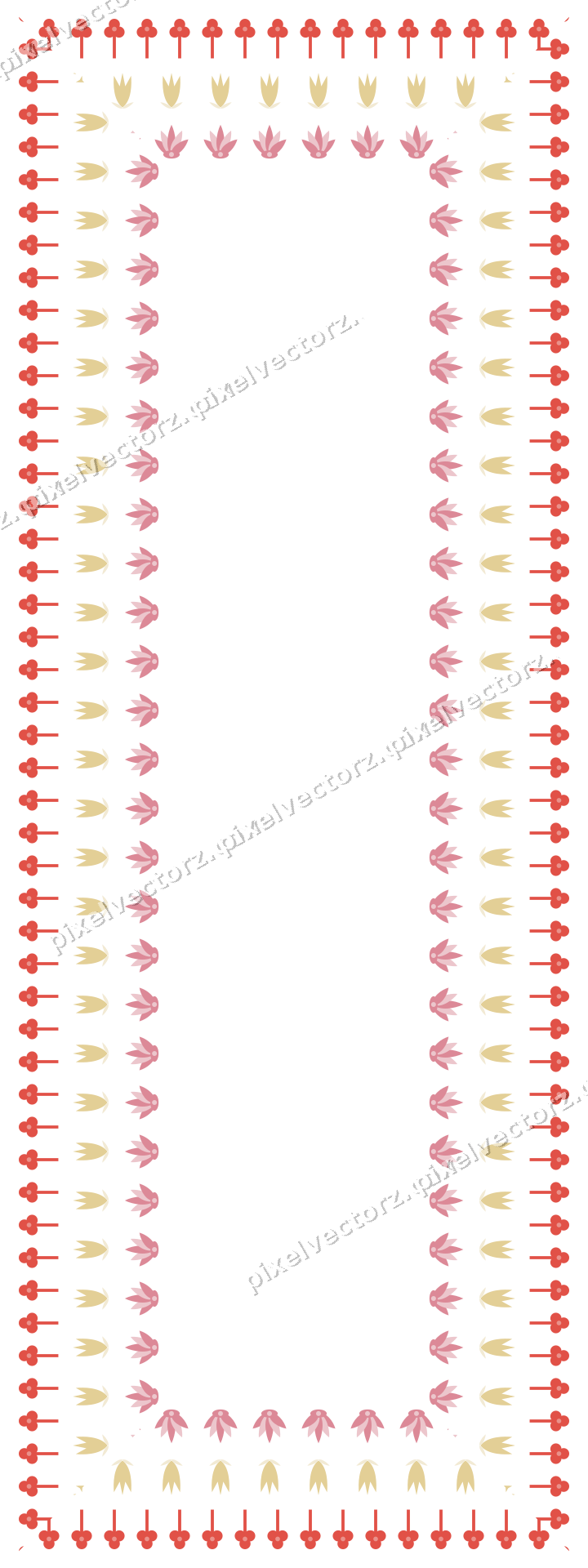 Decorative picture frame border in red and orange with palmette