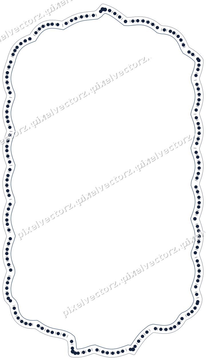 Decorative line art frame in dark blue and amber with label plaque