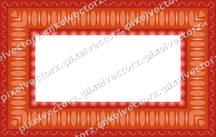 Decorative picture frame border in red and orange with scrolling vine