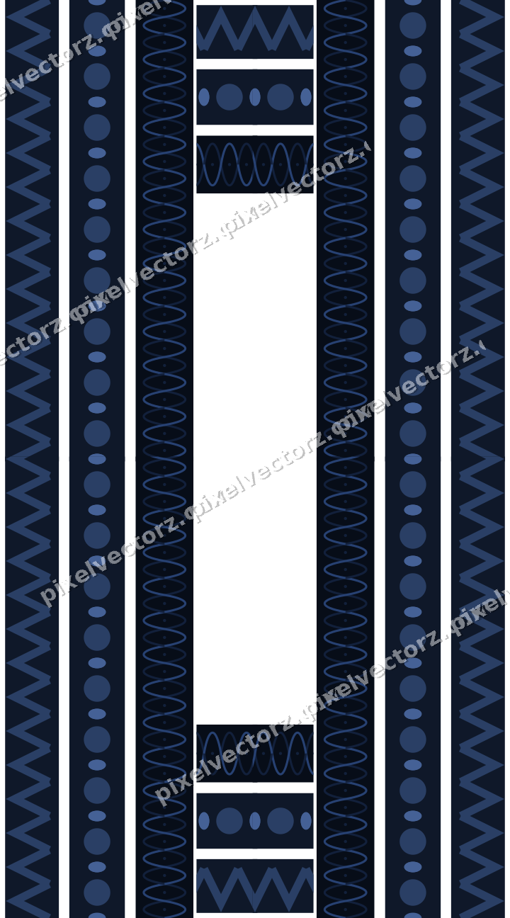 Decorative picture frame border in dark blue and white with zigzag