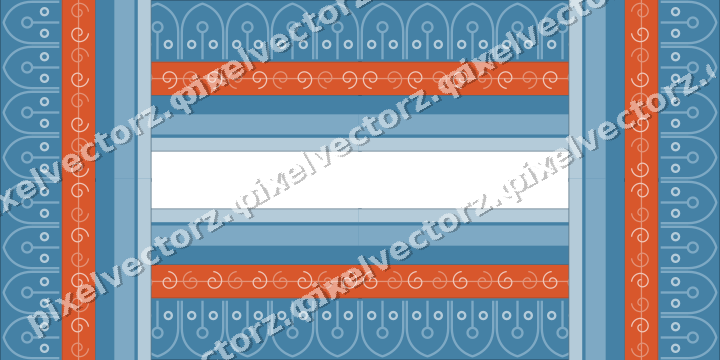 Decorative picture frame border in orange and cyan with gothic tracery