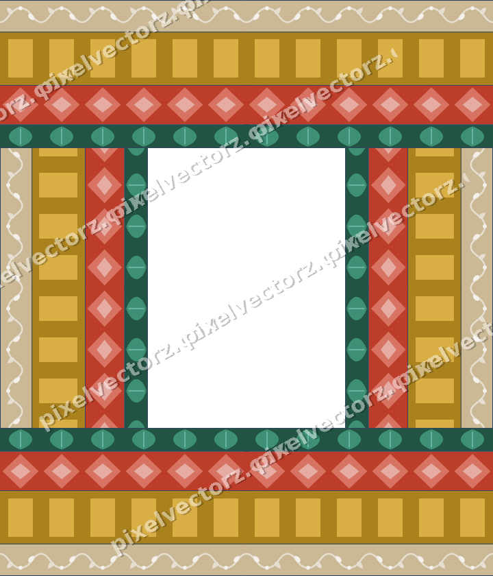 Decorative picture frame border in amber and green with scrolling vine