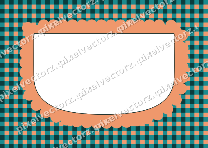 Decorative patterned mat frame in orange and teal with gingham check