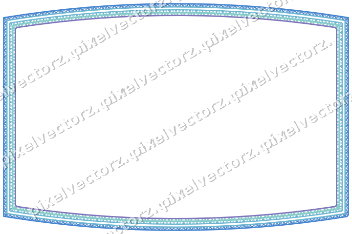 Decorative line art frame in blue and cyan with label plaque