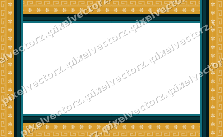 Decorative picture frame border in amber and dark teal with greek key