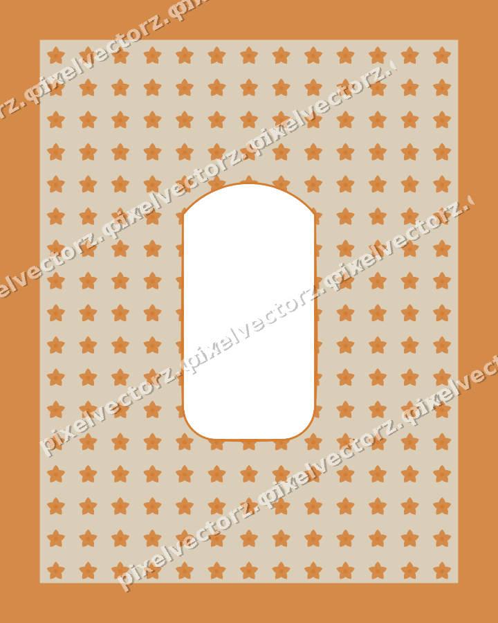 Decorative patterned mat frame in orange and amber with small blossoms