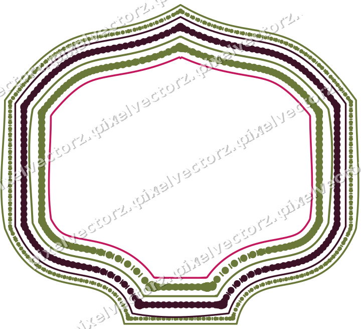 Decorative line art frame in lime and pink with label plaque
