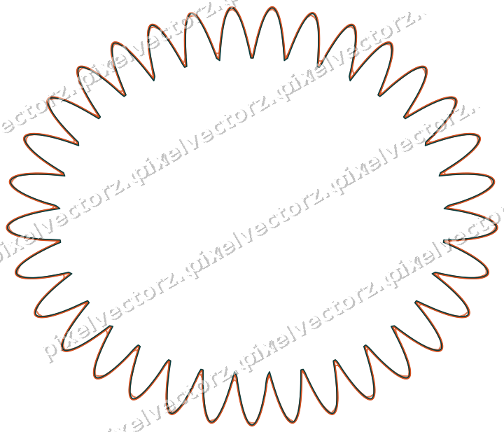 Decorative line art frame in orange and teal with oval