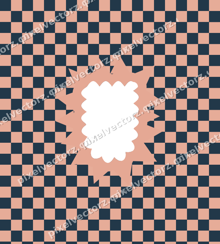 Decorative patterned mat frame in orange and cyan with checkerboard